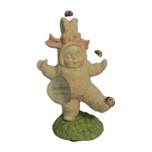 Vtg Dept 56 Snowbunnies You Tickle Me Figurine Baby Bunny Ladybugs 2003 Y2K